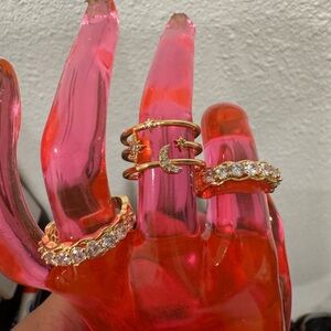 Gold Filled Moon & Star Layered Ring Set